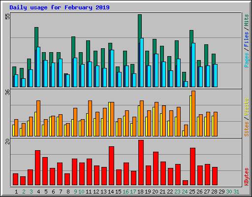 Daily usage for February 2019