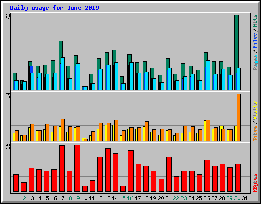 Daily usage for June 2019