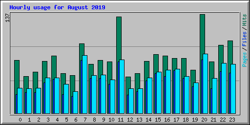 Hourly usage for August 2019